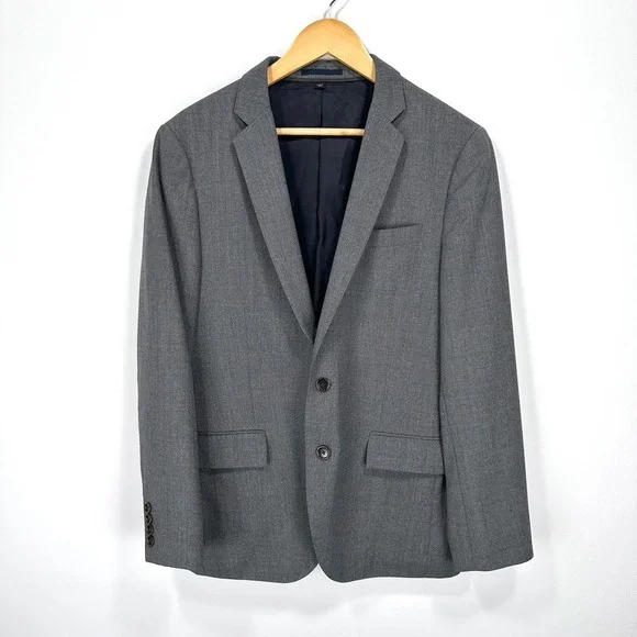 J. Crew Ludlow Traveler Slim Fit Suit Jacket Men 38S Gray Tollegno Italian wool